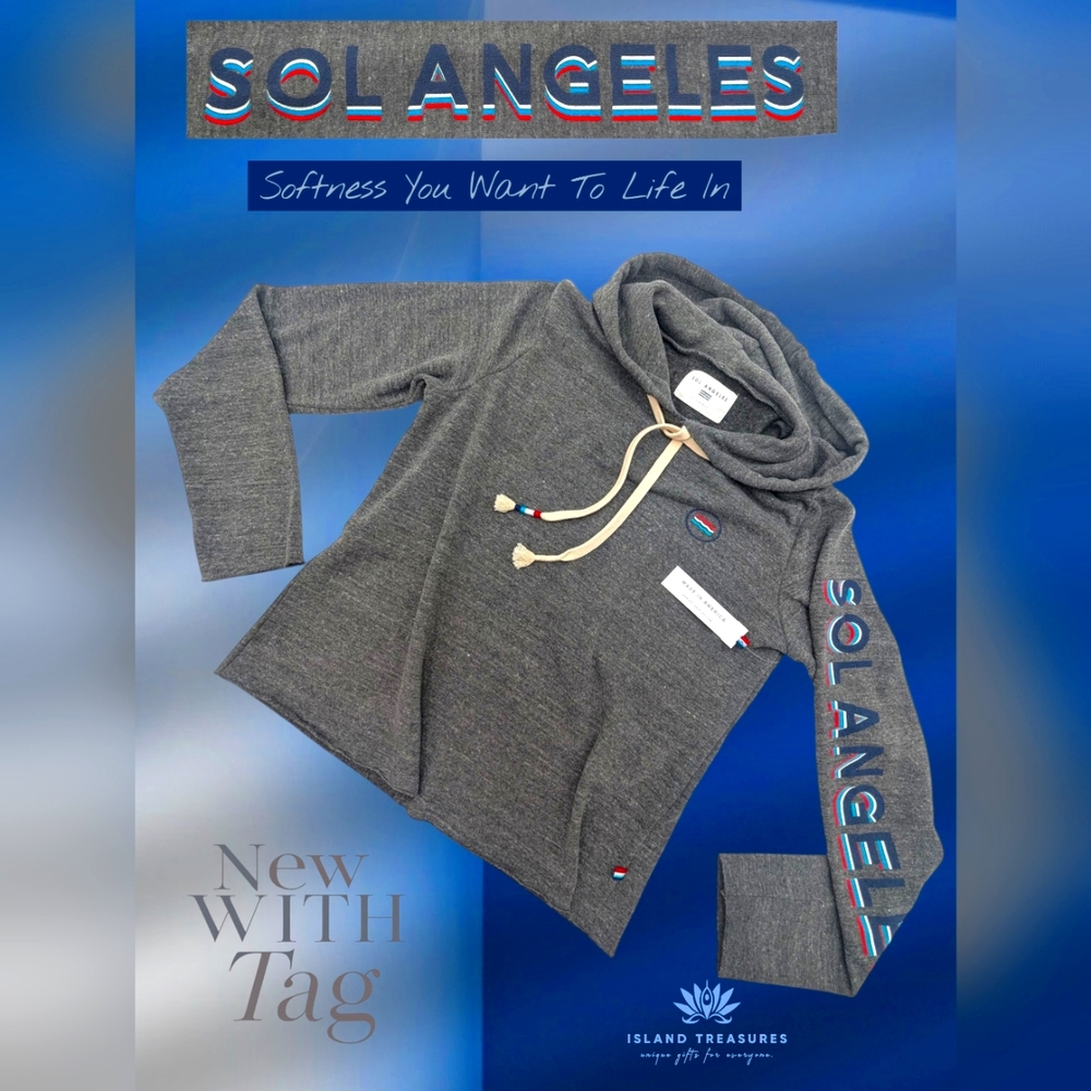 NWT Sol Angeles Hoodie Costal Luxe Comfort Size XS Grey Heather/Buttersoft Inner